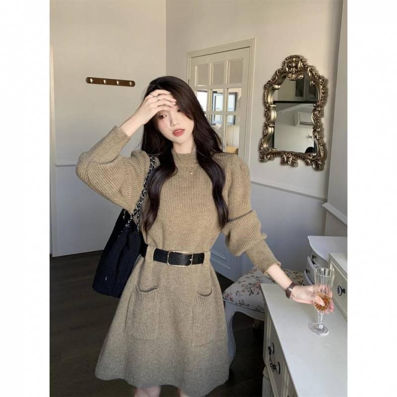 

Chic Korean-Style Petite Fit Knitted Wool Dress for Autumn and Winter XL (Recommended 120-135 Jin)