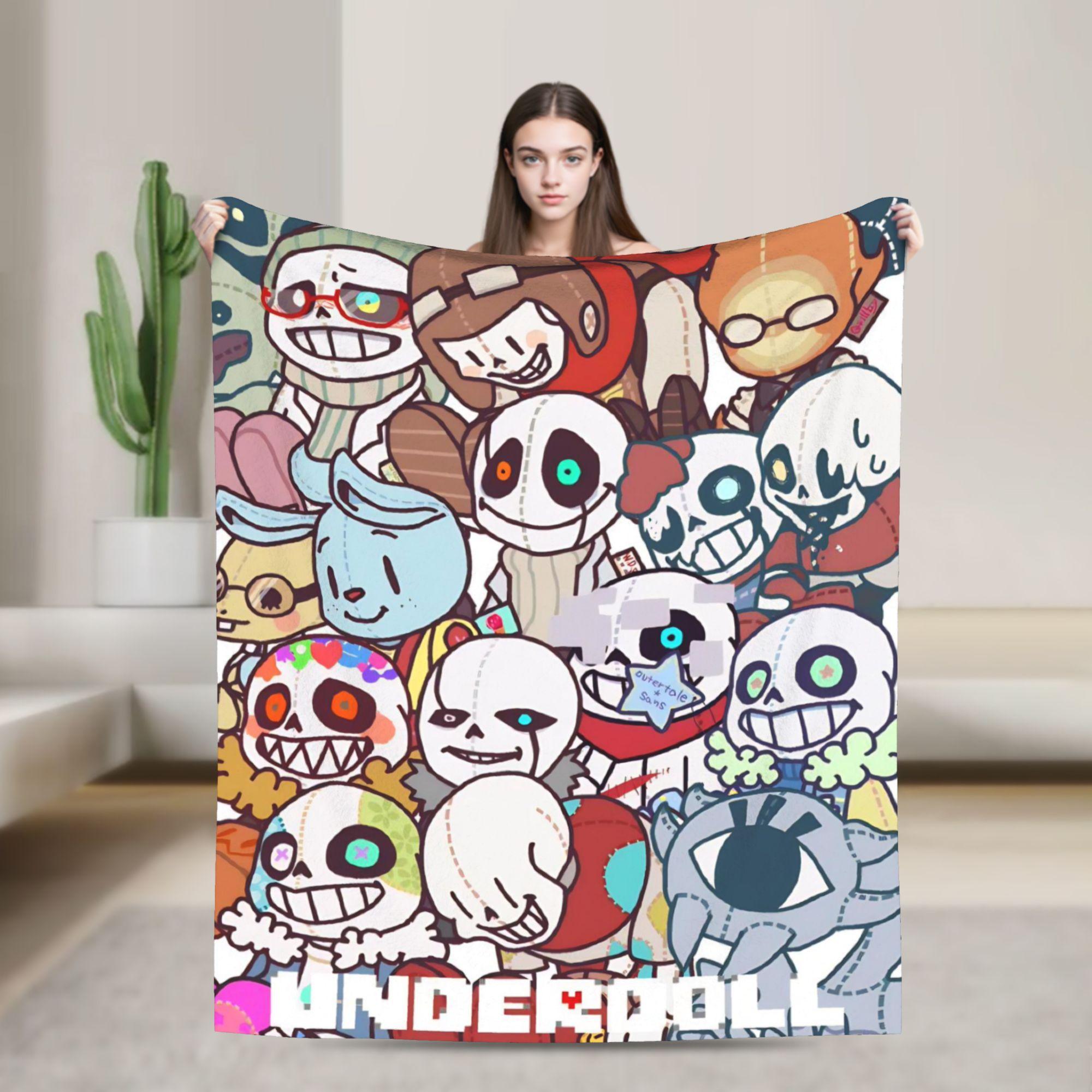 

Undertale Sans Skeleton Fashion Blankets Flannel All Season Game Cartoon Anime Portable Lightweight Throw Fashion Blanket for Bedding Throws 75x90cm