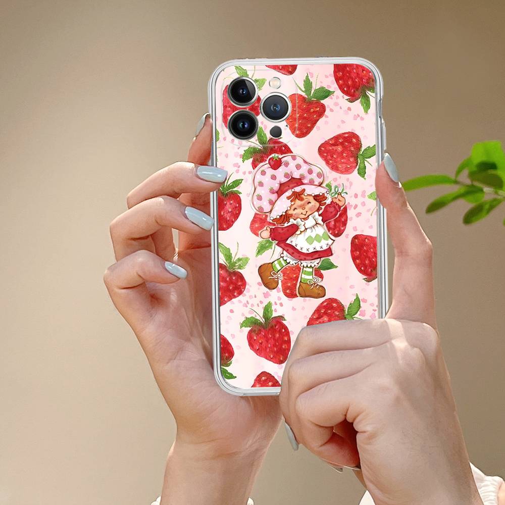 Cartoon Girl S-Strawberry S-Shortcake TPU Silicone Case For IPhone 11 12 13 14 15 16 17 Pro Max Shockproof Clear Back Cover