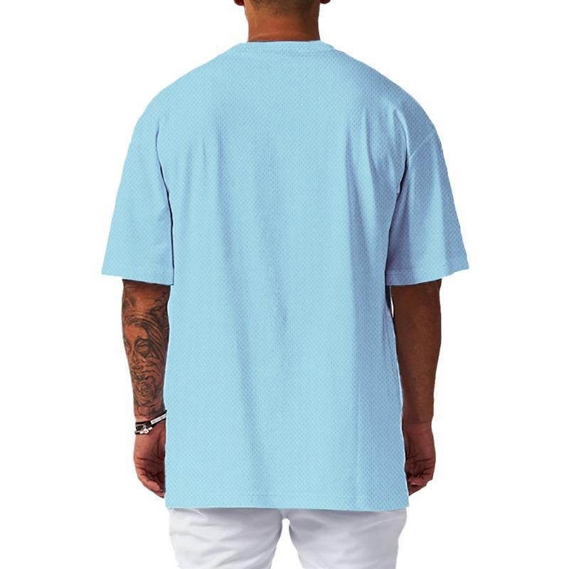 Men's Plus Size Mesh Breathable Oversized Drop Shoulder Fitness T-Shirt