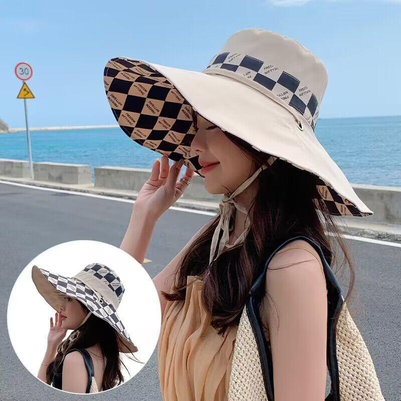 Summer Hat Women's Versatile Travel Beach Hat Outdoor Sunscreen Hat Double-sided Hat with Face Covering Big Edge Hat