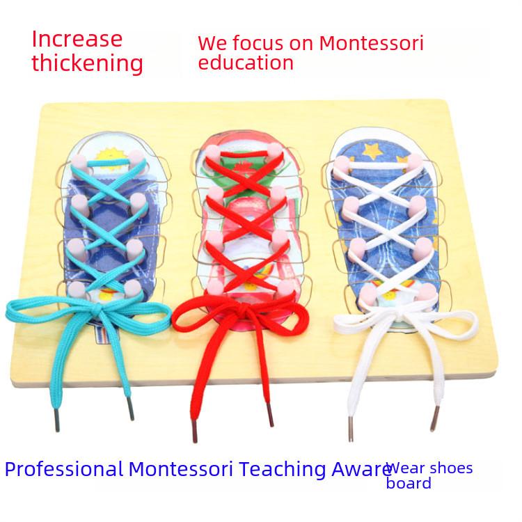 Wooden Shoelace Tying Puzzle Toy For Kids Educational Learning And Fine Motor Skills Development