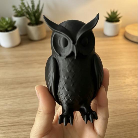 Figura de búho Impresa en 3D Estatua de búho pequeña Animal del bosque coleccionable Adornos de escritorio para decoración de estanterías del hogar y la oficina
