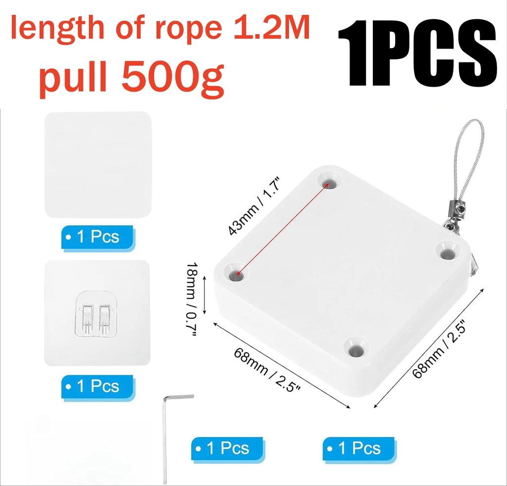 Automatic Door Closer Punch-free 500g-1000g Wire Rope Retractable Automatic Recovery Coil Closing Device Furniture Hardware Tool