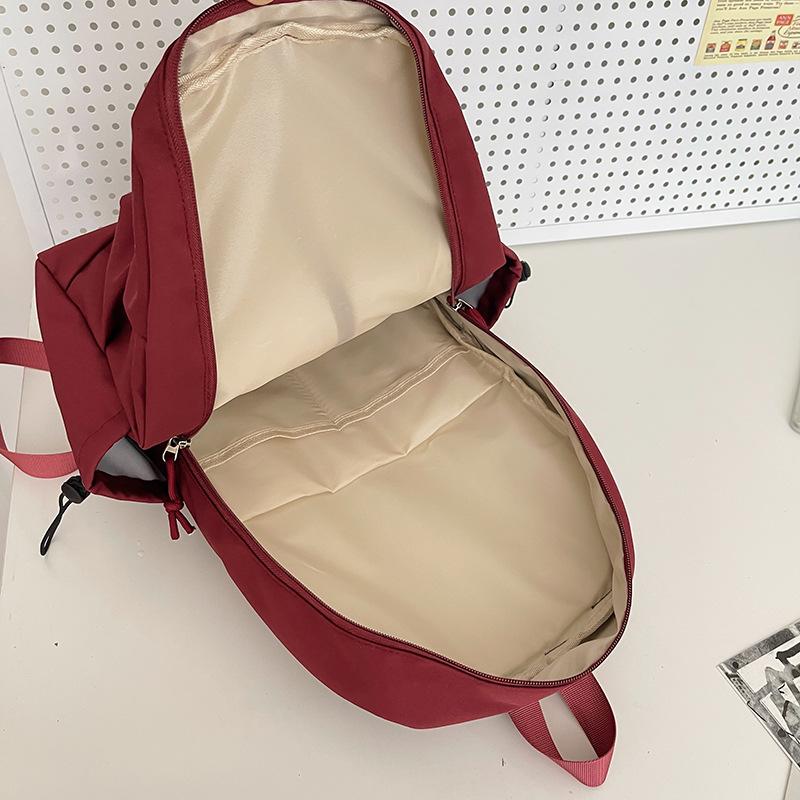 Schoolbag Women's Solid Color Backpack For Middle School Students