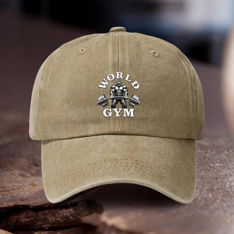 pc Adjustable Hat with World Gym Printed Pattern Unisex And WomenS Outdoor Athletic Style Ideal Gift for Gym Training Outdoor