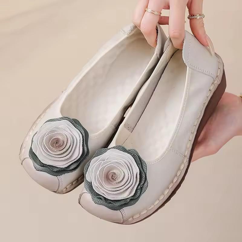 Fashion GKTINOO 2025 Soft Genuine Leather Flat Shoes Women Flats with Flowers Ladies Shoes Women Designers Loafers Slip On