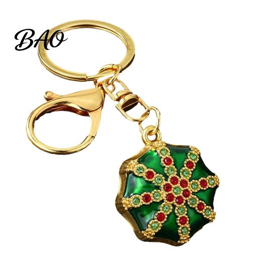 Octagonal Cap Key Ring Rhinestone Ethnic Hat Keychain, Bling Car Keychains Ring, Zinc Alloy Pendant for Backpacks and Handbags
