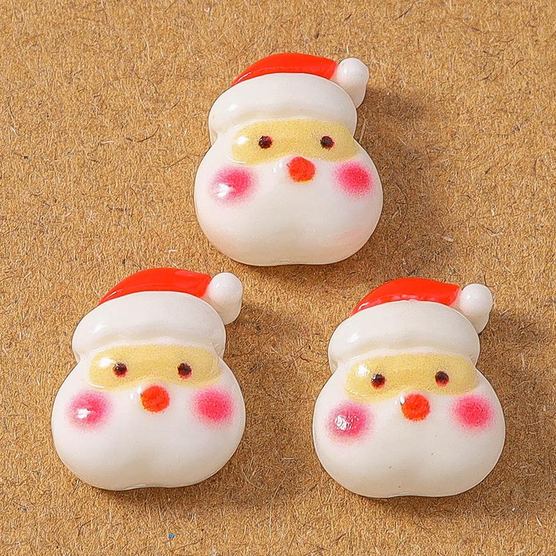 10pcs Resin Christmas Elk Santa Claus Flat Back Cabochon Scrapbook for Jewelry Making DIY Hairpin Brooch Accessories Supplies