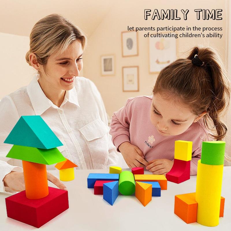 46pcs Soft EVA Building Blocks Large Educational STEM Toys for Preschool Kids Big Colorful Stackable Blocks Boy Girl Gifts