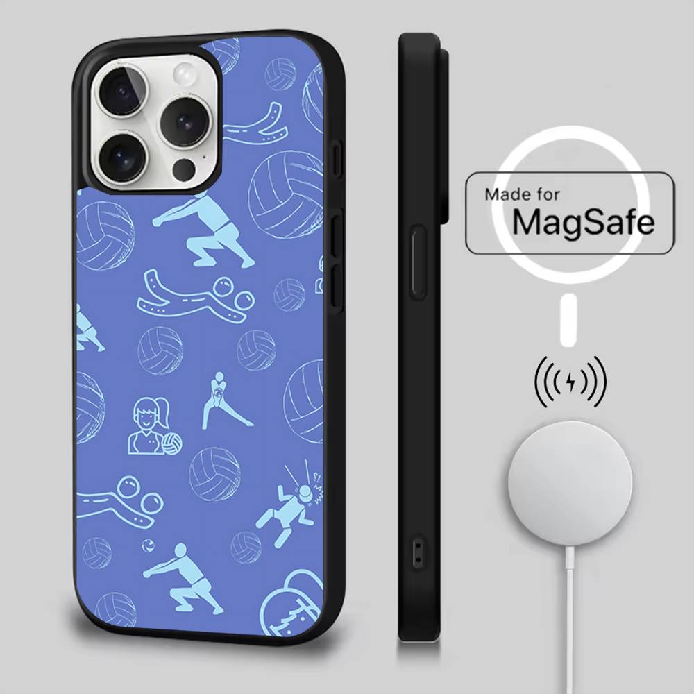 

Volleyball Painted Phone Case For iPhone 17,16,15,14,13,12,11,Pro,Max,Plus,Mini,SE4,E Magnetic Magsafe Wireless Charging iPhone16plus