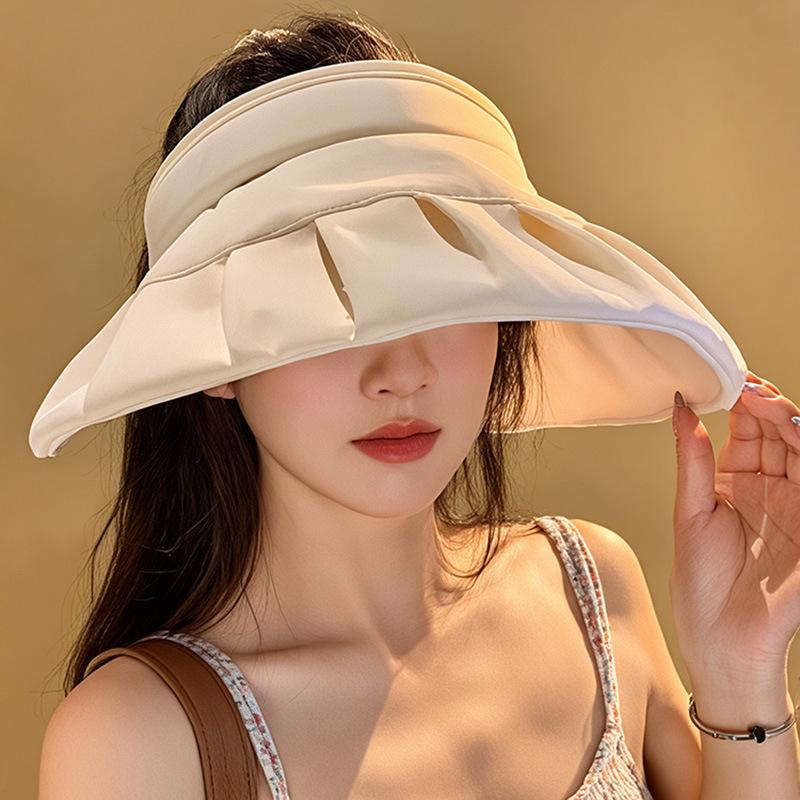 

New shell sunshade ice silk empty top hat children s summer sunscreen hat outdoor UV protection big brim