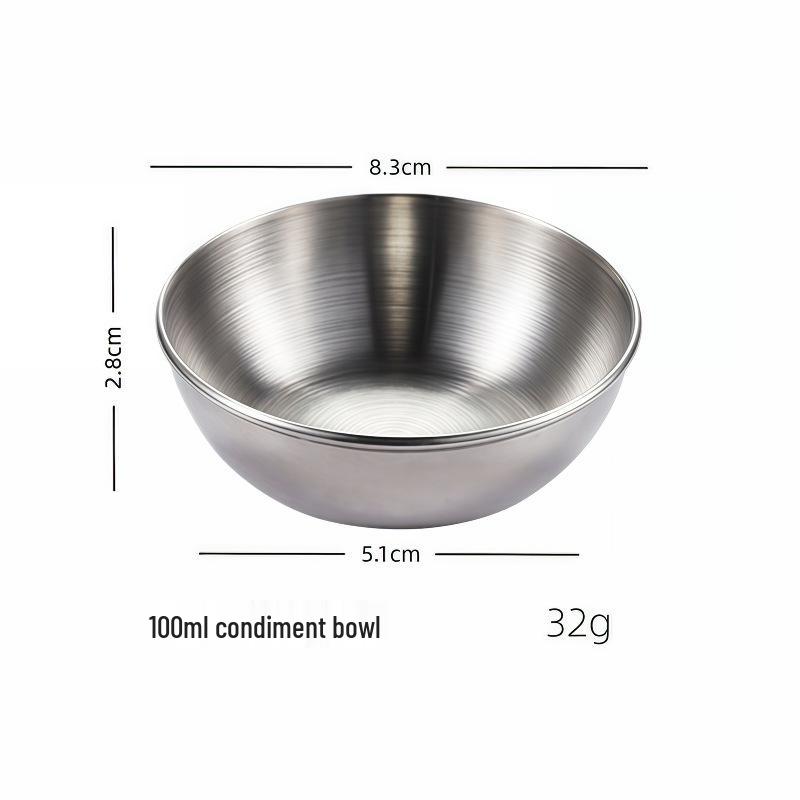 Tiefe runde Edelstahl-Gewürzschale für Hot Pot, Sojasauce oder Dipsaucen