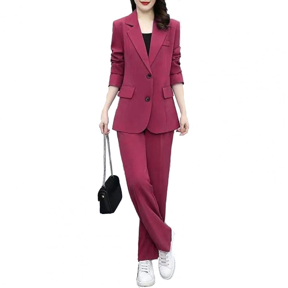 Dámské sako Kalhoty Set Formální Kancelářský kalhotový oblek Tenký Cardigan Temperament Dámská bunda na dojíždění Kalhoty Set Business Set