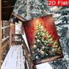 2D Flat, 2D Flat Christmas Hand Drawn Brushstrokes_ Christmas Tree_ Garden Flag_4 (1)- Outdoor Garden Flag Double-sided Home Decoration Courtyard Deco