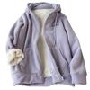 Hooded Cardigan for Women Velvet Thick Plush Fleece Coat Zipper Embroidered Letters Preppy Style Sweatshirt Korean Top Clothes