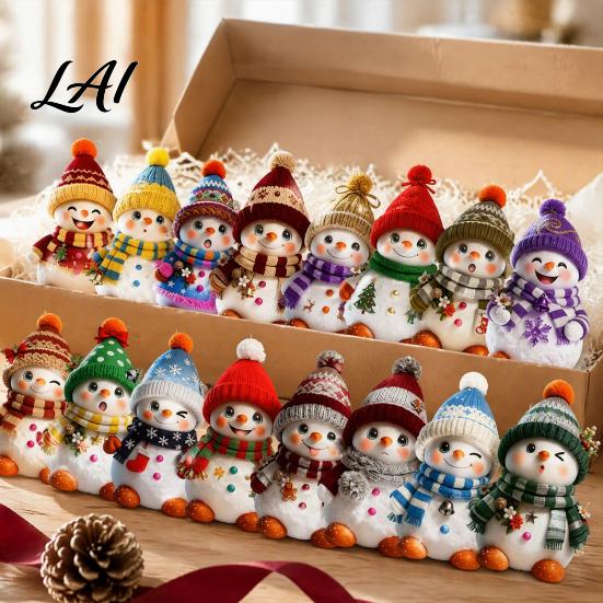 Seasonal Tree Accessories 16PCS Wooden Christmas Snowman Pendants Colorful 2D Flat Hanging Ornaments Decorations Knitted Hats And Scarves