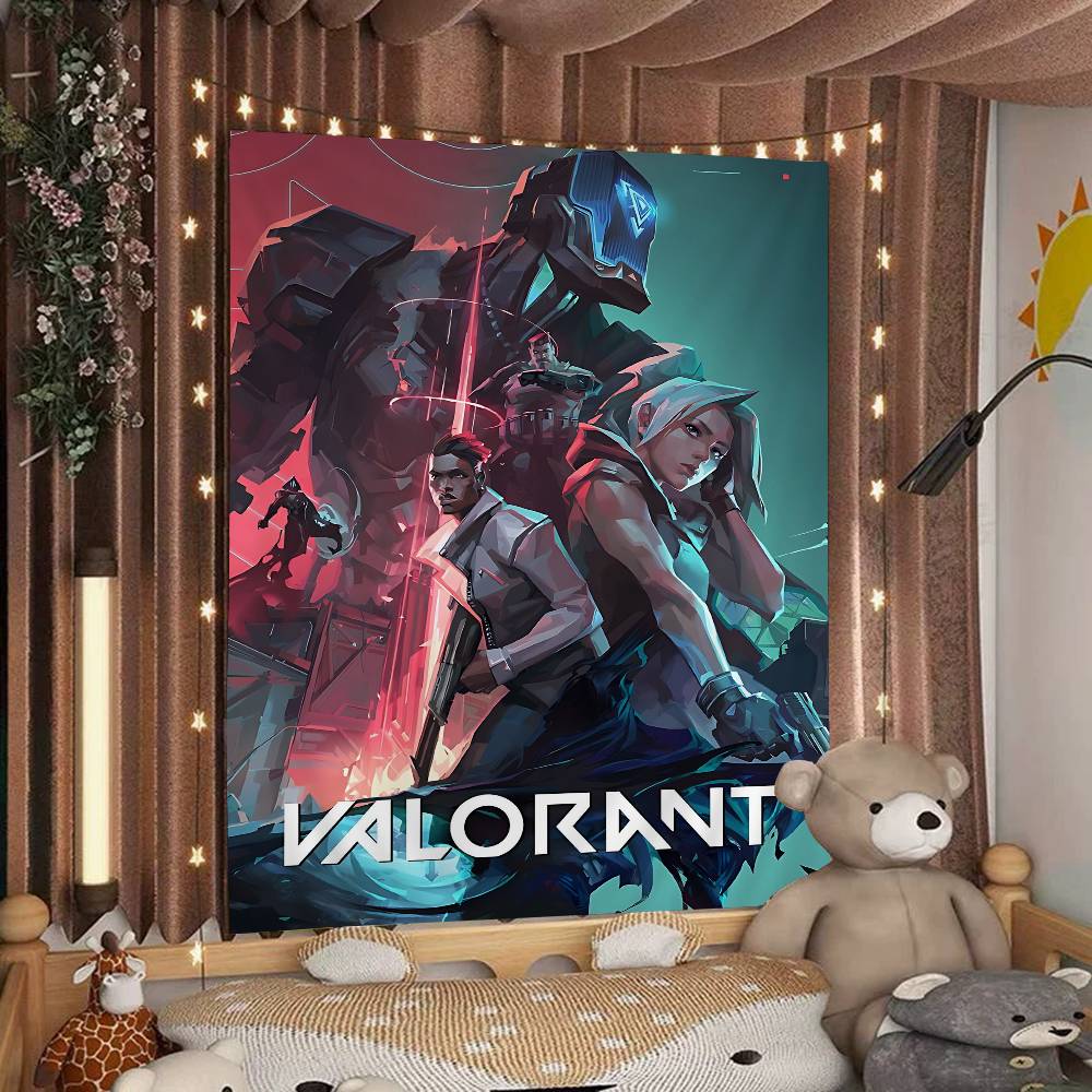

VValorant Game Colorful Tapestry Wall Hanging Hippie Flower Wall Carpets Dorm Decor Wall Art Decor 74x94cm(29x37in)