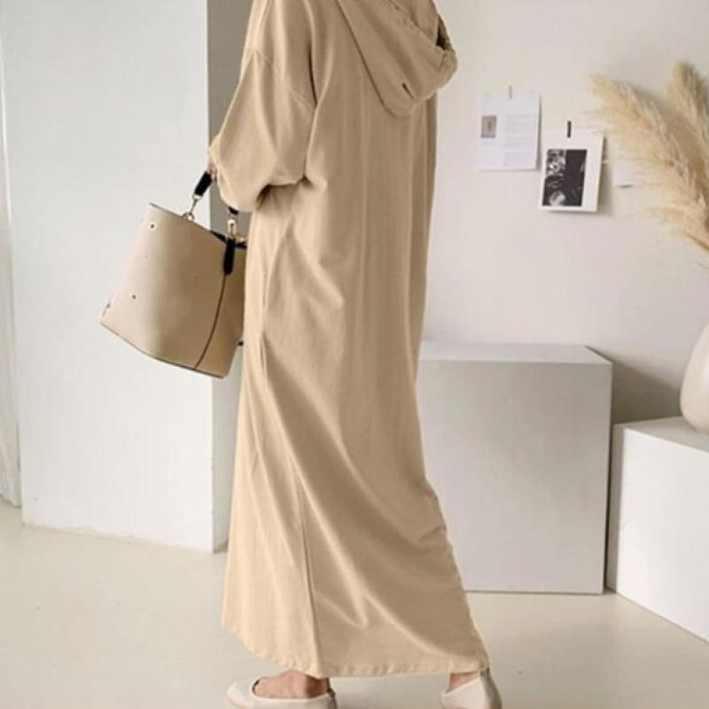 Shop   Women S Plain Boxy Hooded Long dreSS Wld Wdr SiS706