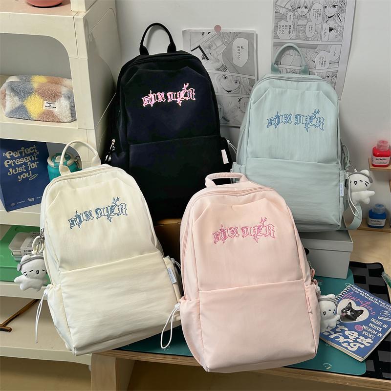 College Style Student Schoolbag Large Capacity Embroidered Backpack