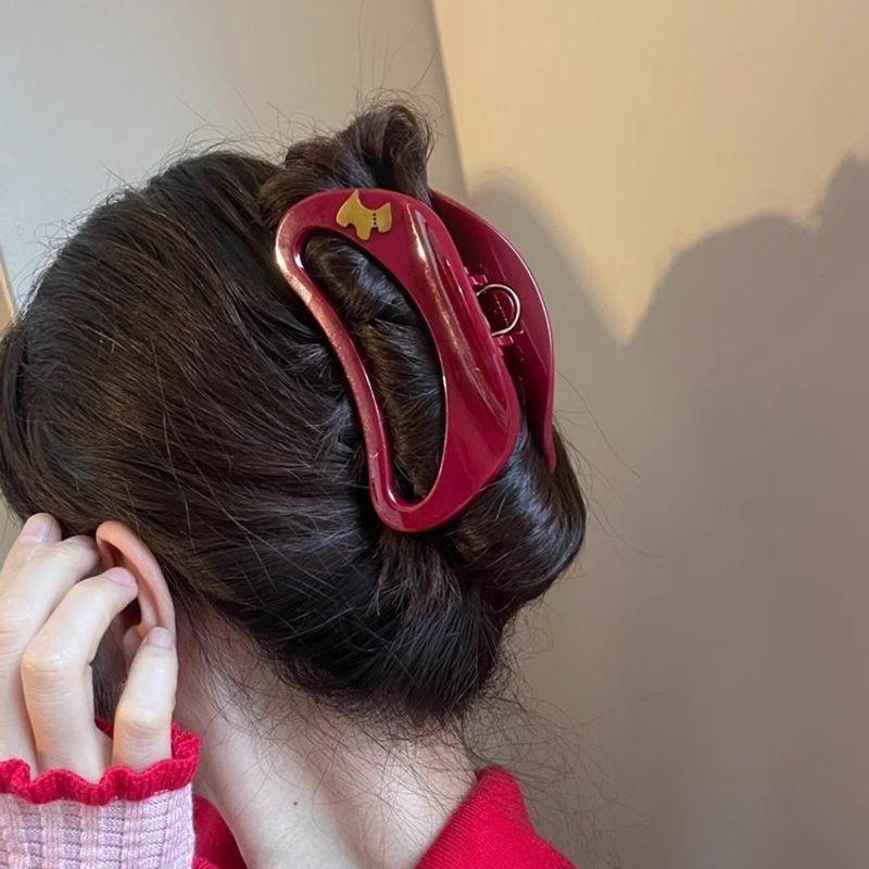 1pc New Ankela Red Headpiece with Red Grab Clip, High End Large Hair Volume, Shark Clip, Back of Head Hair Grab