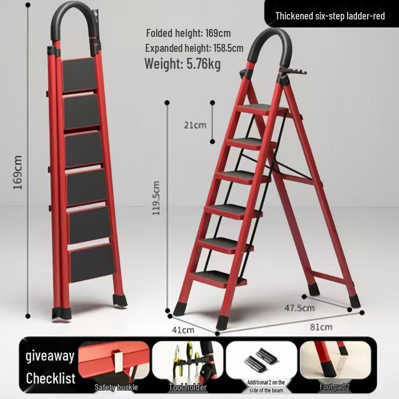 Housewarming Joy Portable Folding A-frame Ladder, Carbon Steel, 4-5 Steps