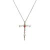 Punk Retro Inlay Red Rhinestone Sliver Color Stainless Steel Thorn Cross Sword Pendant Necklace for Women Fashion Jewelry Gift