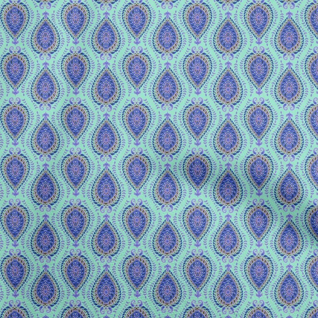 oneOone Cotton Flex Green Fabric Asian Suzani  Quilting Supplies Print Sewing Fabric By The Yard 40 Inch