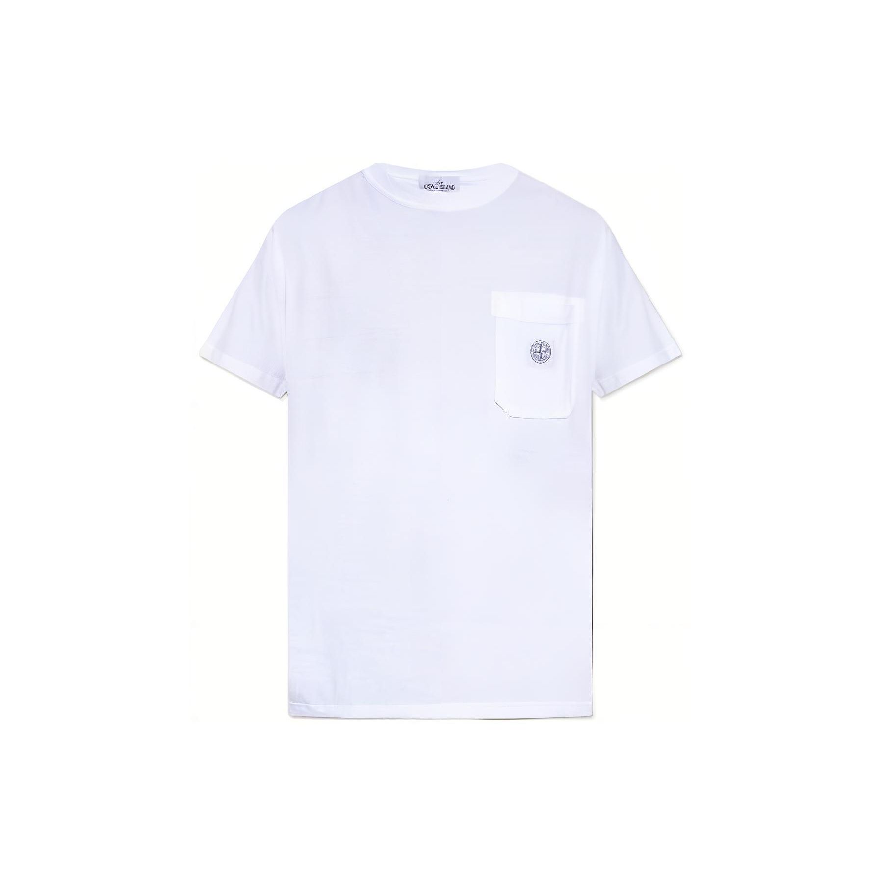 

STONE ISLAND Однотонная футболка с круглым вырезом, облегающая, с коротким рукавом, мужской топ, белый 801521957-A0001 M