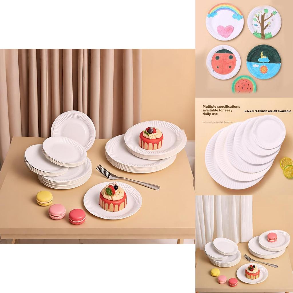 Disposable Paper Plate Set For Kid Diy Craft Art Activities With Round Shape For Classroom Use