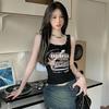 Dámské topy Y2K Retro trička bez rukávů Černé dívky Ležérní vesta Street Wear Letní vnitřní topy