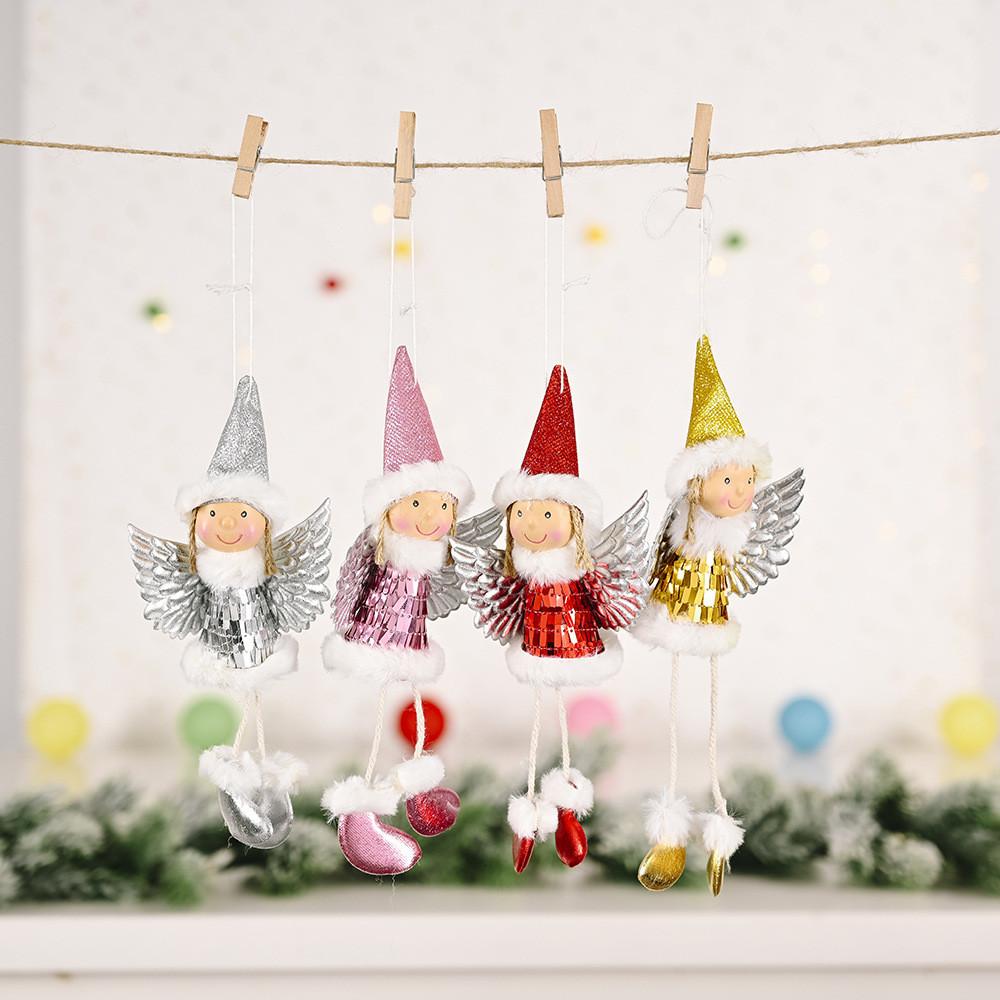 Shimmering Unique Sequin Wings Girl Hanging Decor For Enchanting Christmas Vibes
