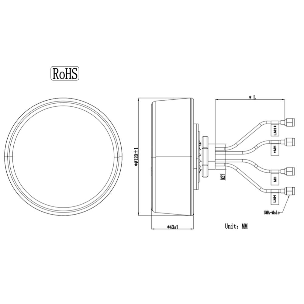 Custom Support 4g 5G Lte Mimo Antenna Waterproof Screw Mounting Car Vehicle Cabinet Sma External 4 In 1 Combination 5g Antenna