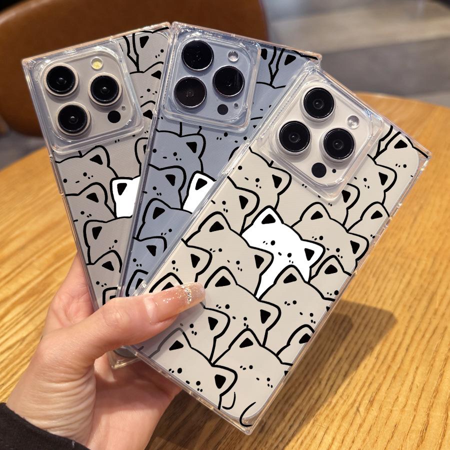 Super Cute Creative Cat with Cute Details, 14 Plus 13 Pro Max 12 11 Right Angled Straight Edges, 15 Transparent Phone Case, for Iphone 16 Promax