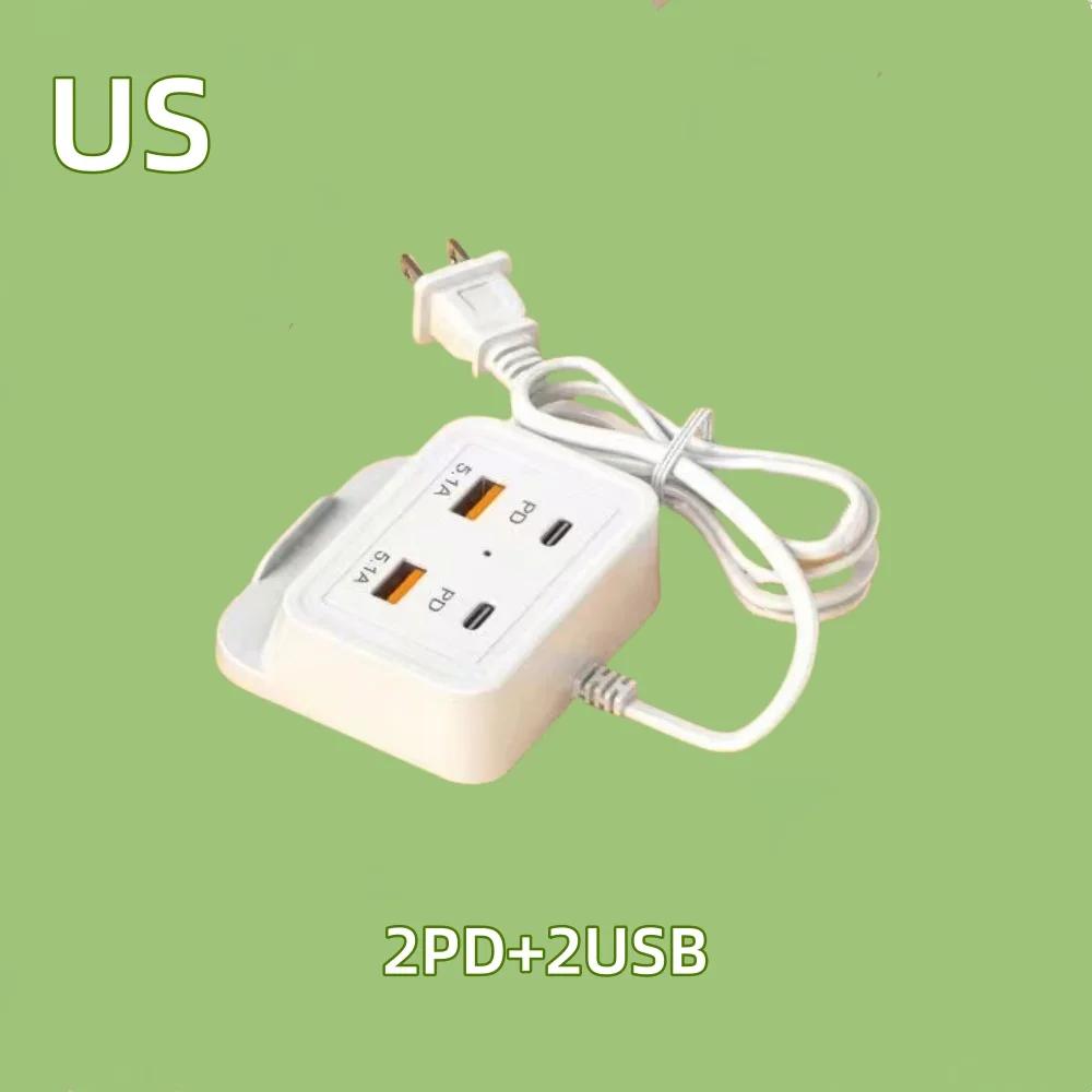 USB Power Adapter With Surge Protection USB Charging Station And Multifunctional Phone Holder 4-Port Power Adapter For Home