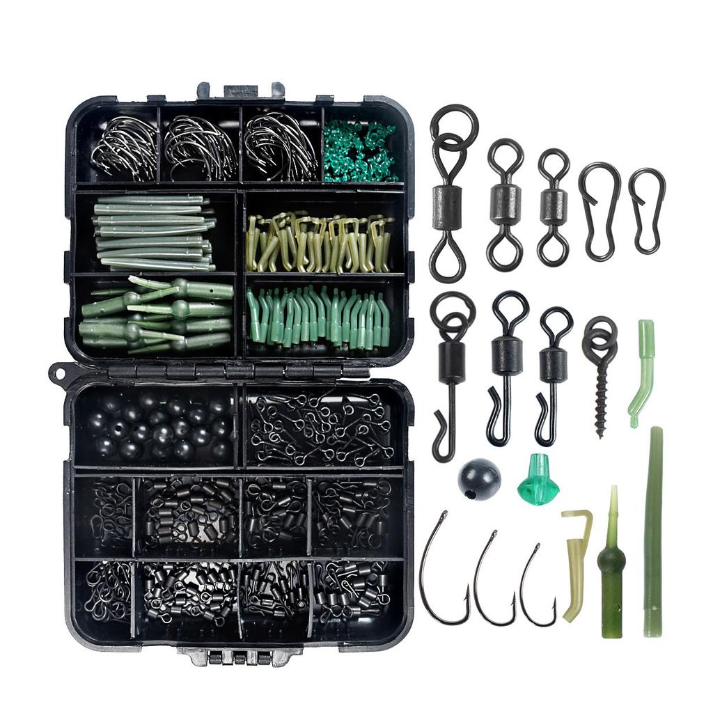 Fishing Accessories Set Saltwater 420 Pcs Rolling Swivel Hook Beads Bait Screw Carp Fishing Hook Kit Box Tackle