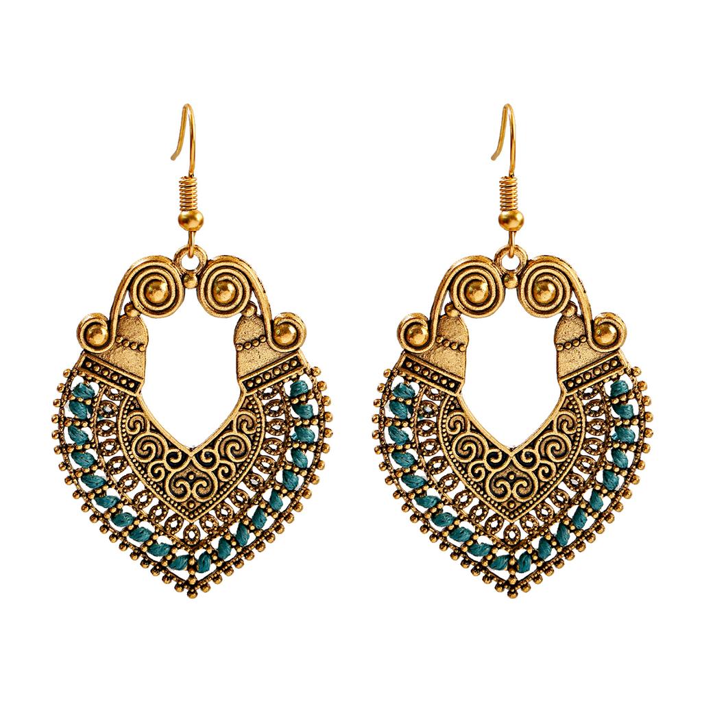 Indian Jhumka Zircon Vintage Bell Tassel Earring Boho Antique Ethnic copper Plated Drop Hanging Earrings For Women Pendientes