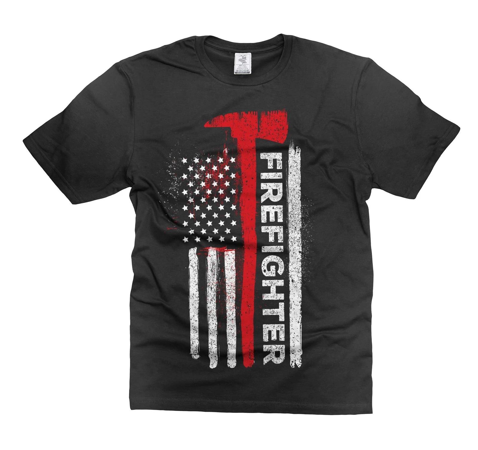 

Мужская патриотическая футболка пожарного Пожарный 4 июля Флаг Футболка AXE Shirts M