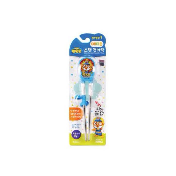 [pororomall] Pororo Edison Stainless Steel Learning Chopsticks Stage 1 (Right Hand)