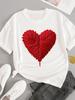 (Asian Size) T-shirts Fashion O-neck Female Casual Women's Top T Clothing Love Heart Style Print Short Sleeve Graphic Tee