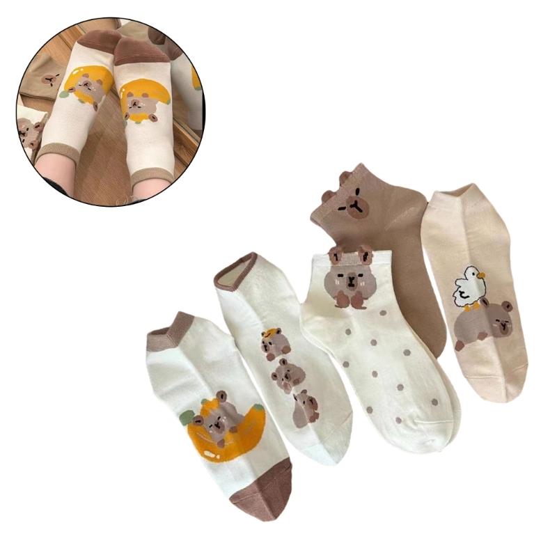 No Show Socks Cotton Low Cut Socks Funny Novelty Socks Anime Short Socks Fun Ankle Socks for Women Girls Capybara Socks