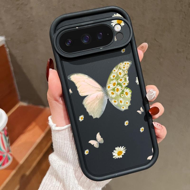 Fresh Daisy Flower Butterfly Pattern Soft TPU Phone Case For Google Pixel 9 Pro XL 8 Pro 8A Lens Protection Matte Shockproof Bumper Cover
