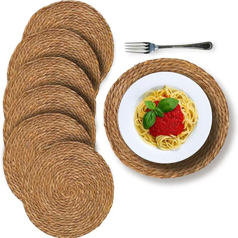Rattan Woven Placemats, Heat-resistant Coasters, Cup Mats, Bowl Mats, Japanese-style Table Decor Cushions for Dining Room
