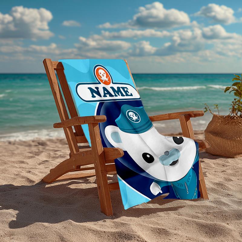 Custom Name Ultra-Soft Beach Towel with The Octonauts Theme,Ideal for Pool - Camping, Diving - Perfect Travel Essential, Vibrant Beach Towel.