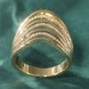 Fashion Gold Color Inlaid White CZ Women's Ring Geometry Hollow Daily Wear Party Jewelry