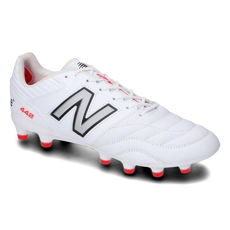 New Balance 442 V2 Pro Round Toe Lace-Up HG (Rubber Short Studs) Firm Ground Soccer Shoes Unisex Soccer Shoes White Red MS41HWT2