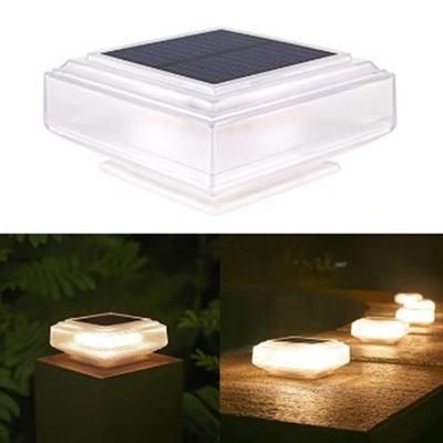 Waterproof Solar Post Light White / Warm Light Solar Powered LED Pillar Cap Lights Lighting Square Solar Column Headlight