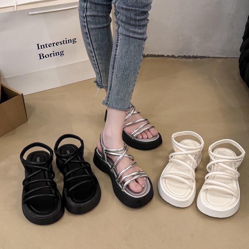 Fairy Roman sandals female 2025 summer new student fairy soft sole one word thick sole with skirt sandals