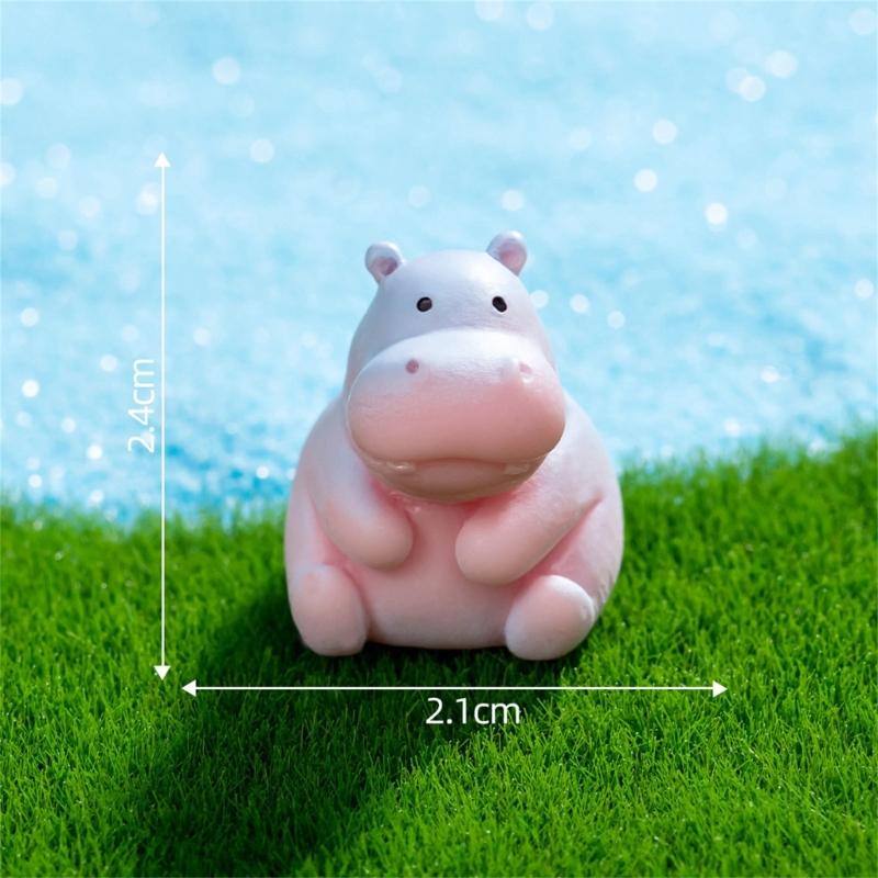 Pack of 6 Cute Hippo Figurines Resins Minaiture Ornaments Decors for Living Room Bedroom Office and Festives Celebration