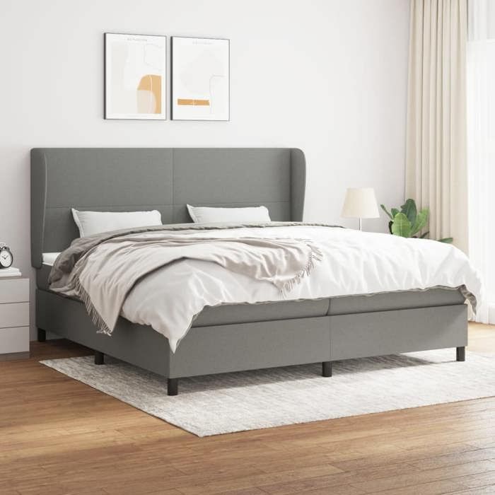 3127830 vidaXL Divan Bed with Mattress Dark Grey 200x200cm Fabric